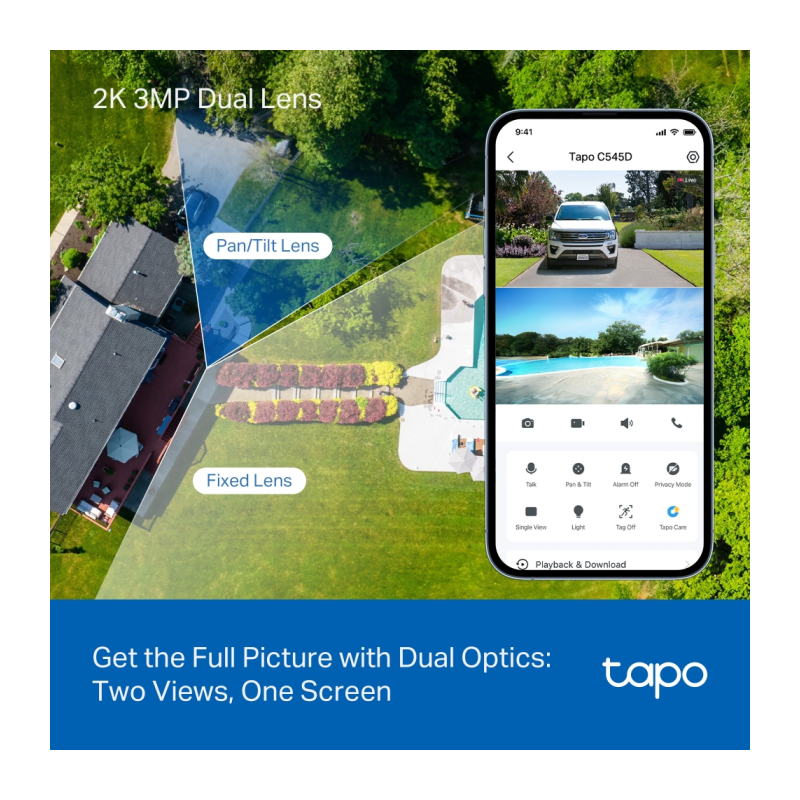 IP kamera TP-Link Tapo C545D Dual Lens, 3MP + 3MP, zunanja, bela