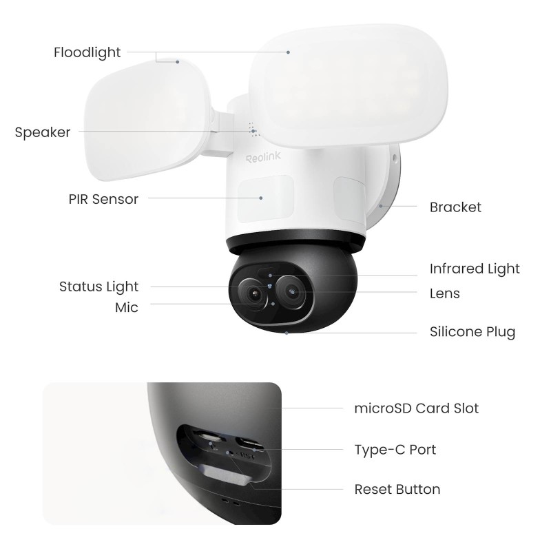 IP kamera Reolink TrackFlex Floodlight F850W, 8MP, zunanja, bela