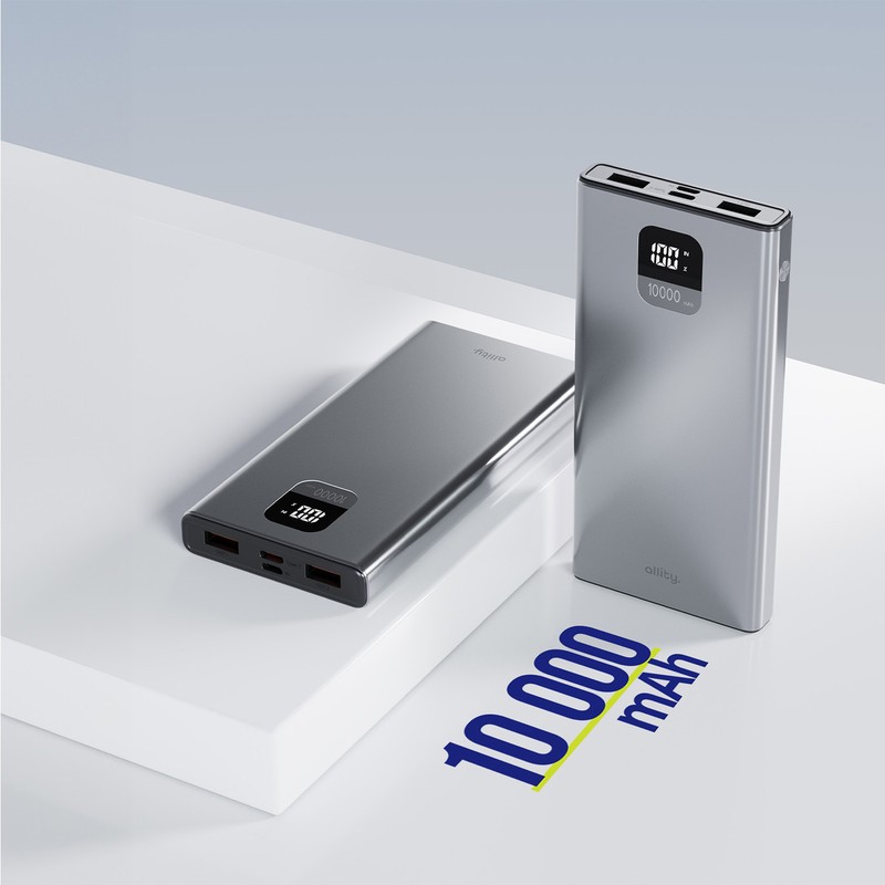 Prenosna baterija Powerbank Allity APB-100, 10.000mAh, PD, QC, siva