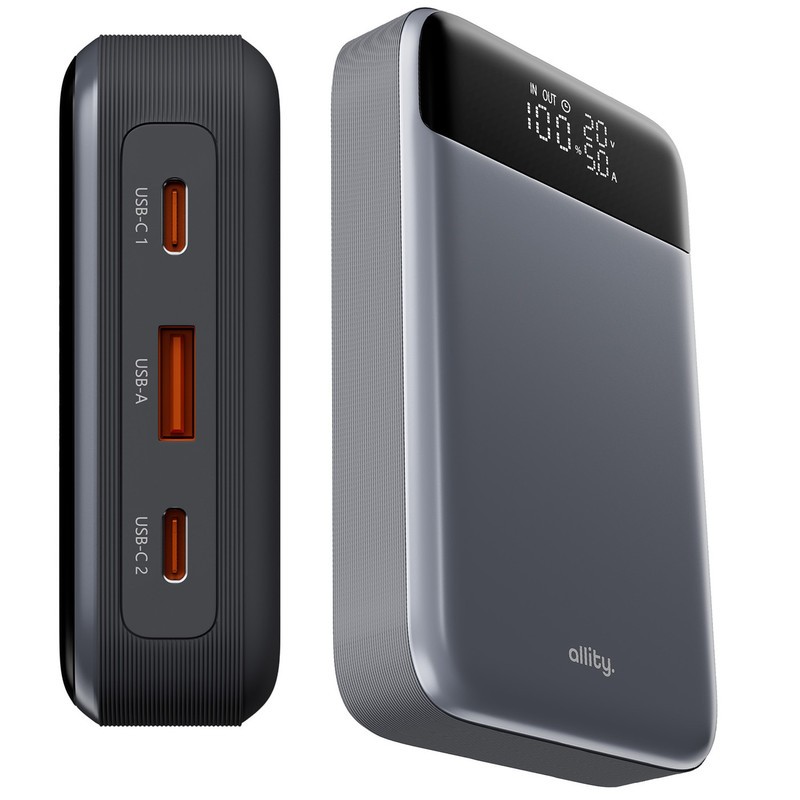 Prenosna baterija Powerbank Allity APB-200, 19.200mAh, PD, QC, siva