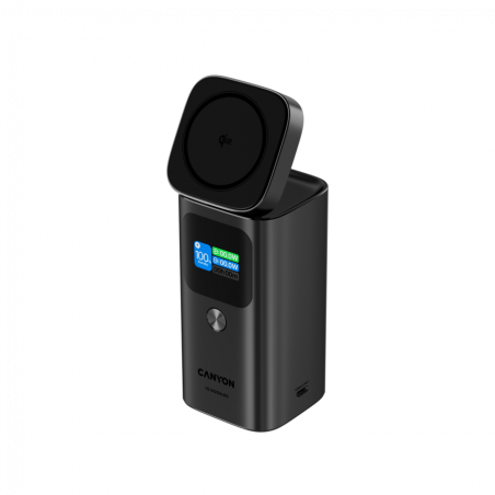 Prenosna baterija Powerbank Canyon Qi2 OnPower 150, 15000mAh, siva