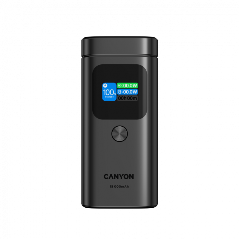 Prenosna baterija Powerbank Canyon Qi2 OnPower 150, 15000mAh, siva