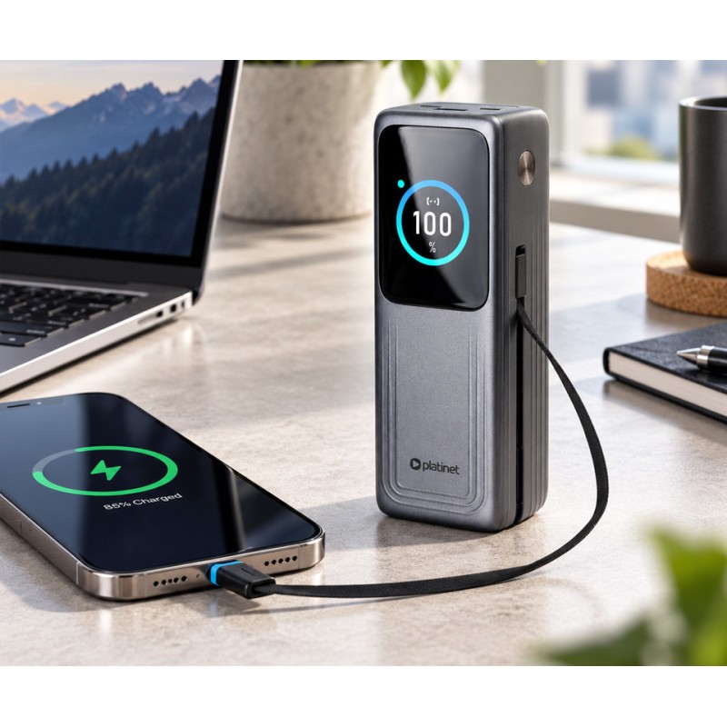 Prenosna baterija Powerbank Platinet PMPB27140 2V1, 27.000mAh, QC, PD, črna