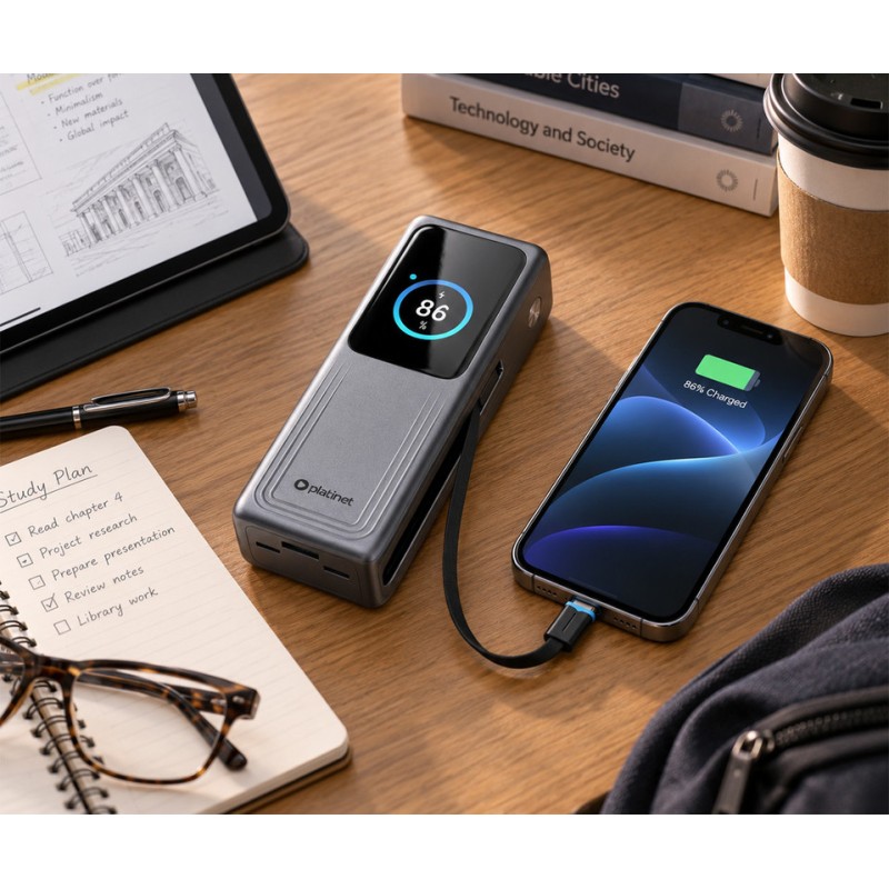 Prenosna baterija Powerbank Platinet PMPB27140 2V1, 27.000mAh, QC, PD, črna