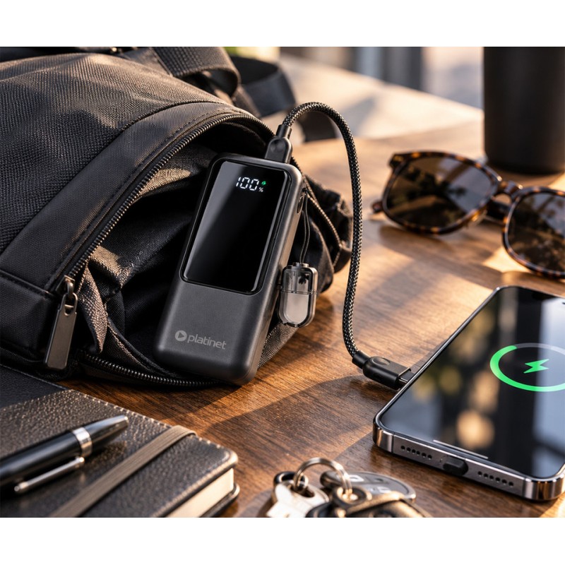 Prenosna baterija Powerbank Platinet PMPB1020P 2V1, 10.000mAh, QC, PD, črna