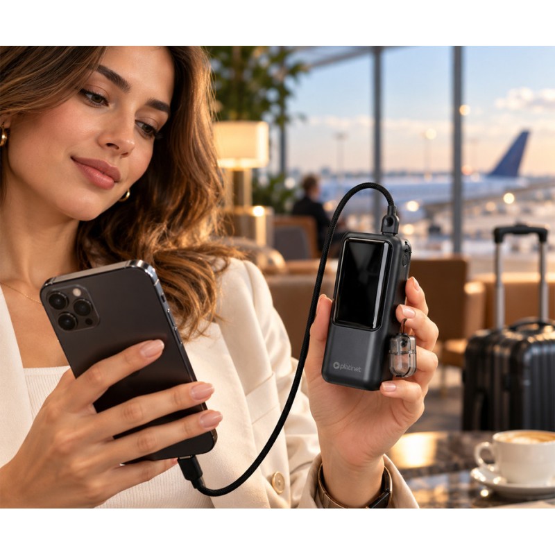Prenosna baterija Powerbank Platinet PMPB1020P 2V1, 10.000mAh, QC, PD, črna