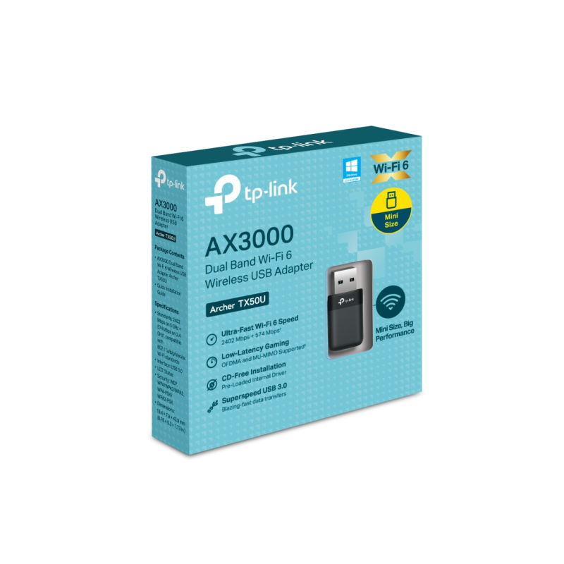 Brezžična mrežna kartica TP-Link Archer TX50U AX3000 Wi-Fi 6, USB