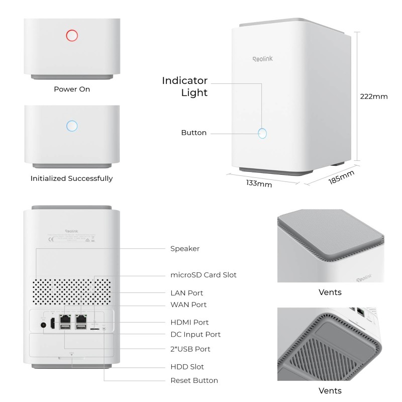 Nadzorno središče Reolink Home Hub P1, 2TB, do 24 kamer/12 PoE, Wi-Fi 6, 120dB