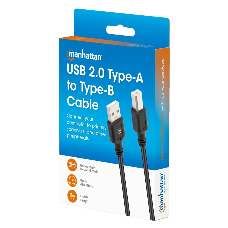 Kabel Manhattan USB 2.0 Type-A na Type-B (M/M), 3m