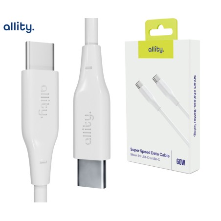 Kabel ALLITY AUC-02 USB-C na USB-C, 60W, silikon, 2m, bel