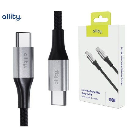 Kabel ALLITY AUC-01 USB-C na USB-C, 100W, najlon, 1m, črn