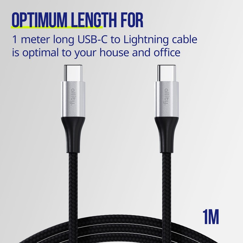 Kabel ALLITY AUC-01 USB-C na USB-C, 100W, najlon, 1m, črn