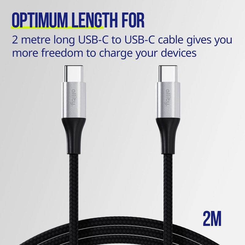 Kabel ALLITY AUC-01 USB-C na USB-C, 100W, najlon, 2m, črn