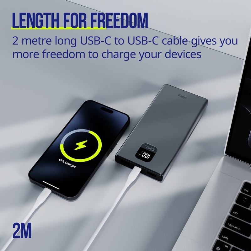 Kabel ALLITY AUC-02 USB-C na USB-C, 100W, silikon, 2m, bel