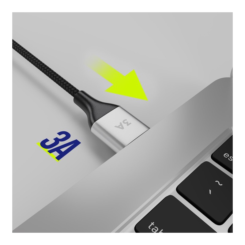 Kabel ALLITY AUC-01 USB-A na USB-C, 60W, 3A, najlon, 1m, črn