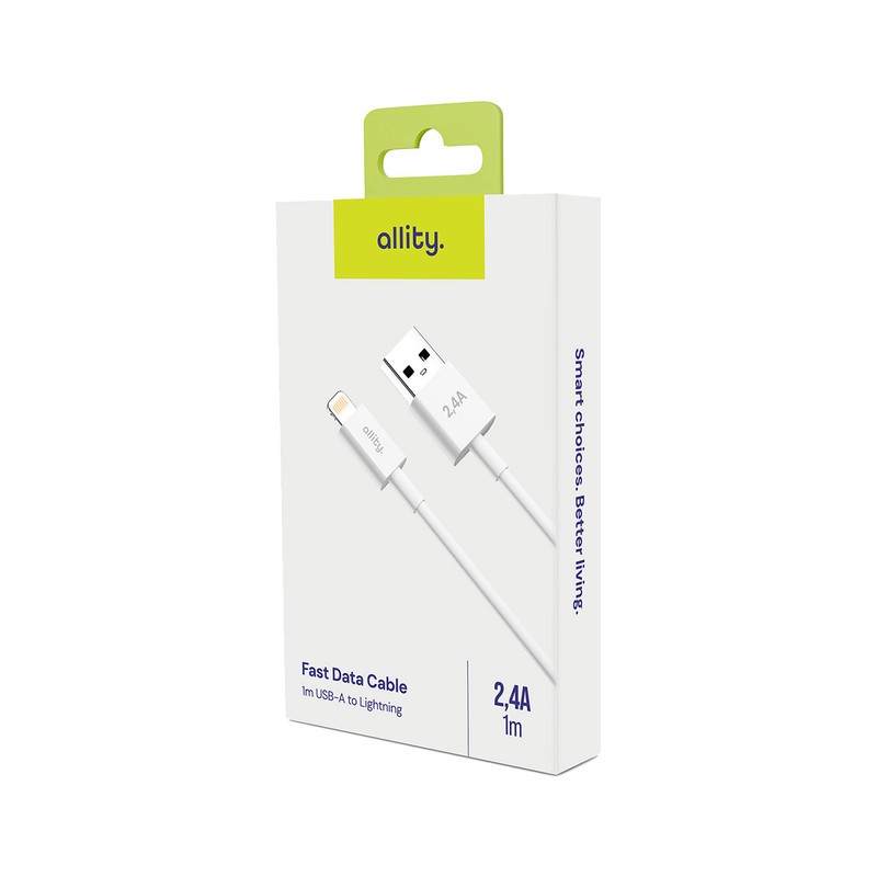 Kabel ALLITY AUC-03 USB-A na Lightning, 60W, 2,4A, TPU/TPE, 1m, bel