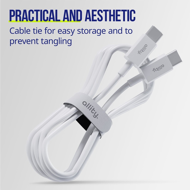 Kabel ALLITY AUC-03 USB-C na USB-C, 100W, TPU/TPE, 2m, bel