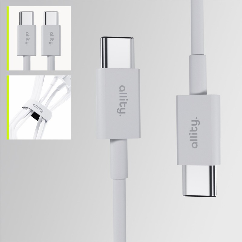 Kabel ALLITY AUC-03 USB-C na USB-C, 60W, TPU/TPE, 1m, bel