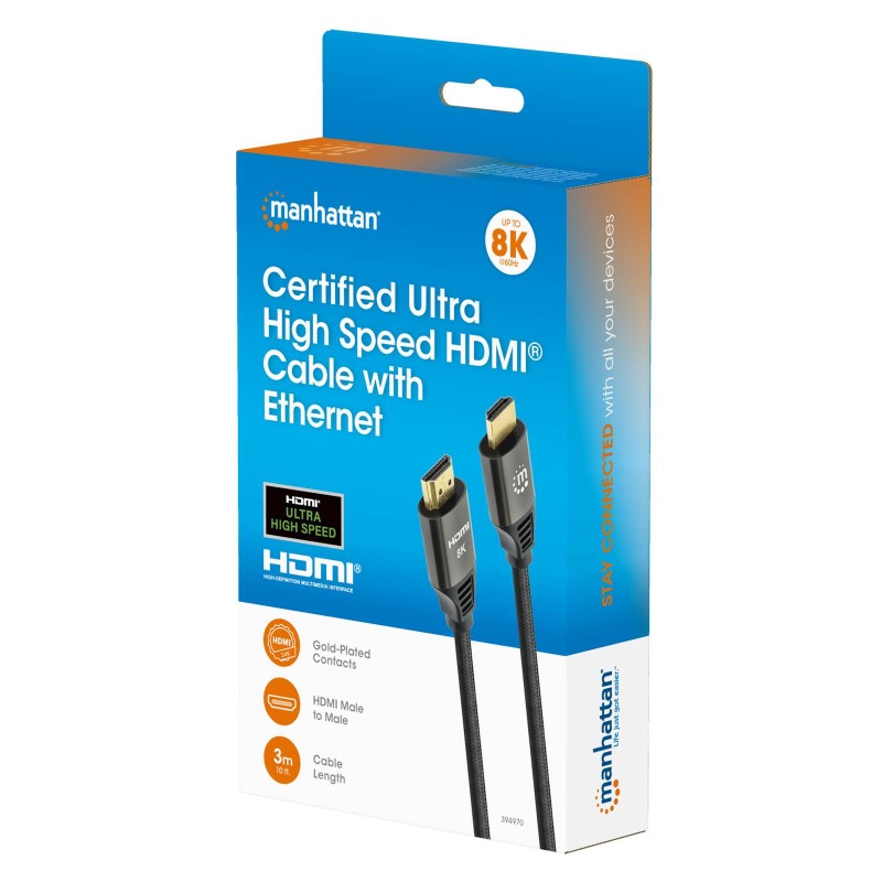 Kabel Manhattan High Speed HDMI (M/M), 8K, z Ethernetom, 3m