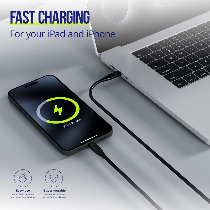 Kabel ALLITY AUC-02 USB-C na USB-C, 60W, silikon, 1m, črn