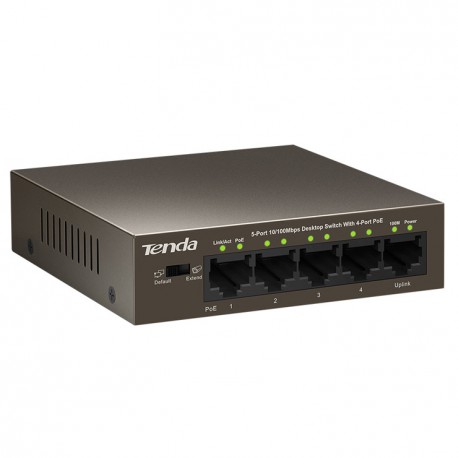 Stikalo (switch) 05-P 10/100 4x PoE Tenda Mini kovinsko ohišje, TEF1105P-4-63W