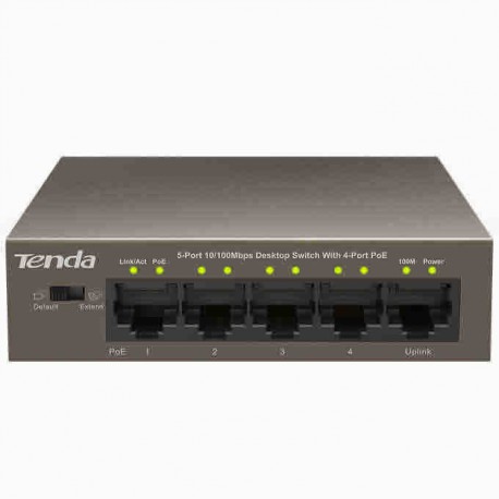 Stikalo (switch) 05-P 10/100 4x PoE Tenda Mini kovinsko ohišje, TEF1105P-4-63W