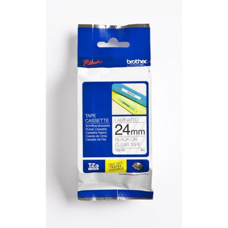 TZe151, Prozoren/Črn 24mm, Brother trak za tiskalnik nalepk
